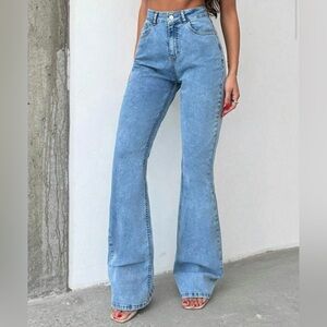 Women's Blue Flared Jeans - TALL  33” inseam cotton stretch Size 4